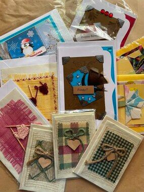 Handcrafted Greeting Cards Set of 10 with enveloppe blank-origami,micro knits +